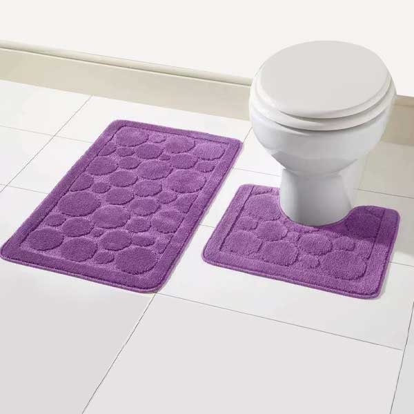 2 Pcs Large Soft Bath Comfort Mat & Toilet Pedestal Rug Set 