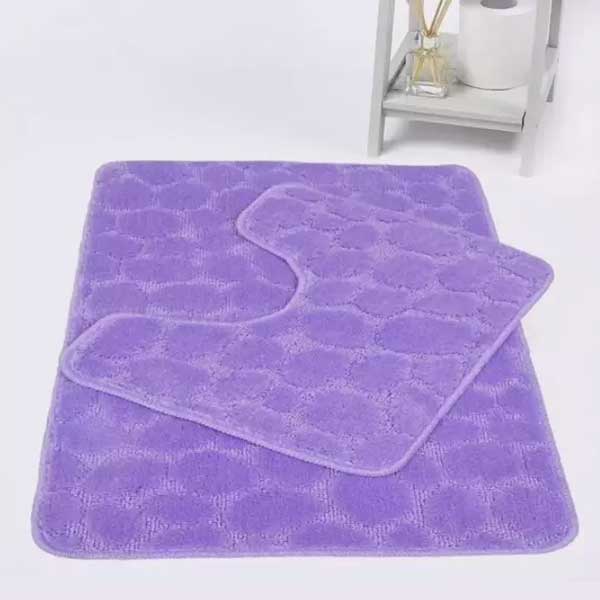 2 Pcs Large Soft Bath Comfort Mat & Toilet Pedestal Rug Set 