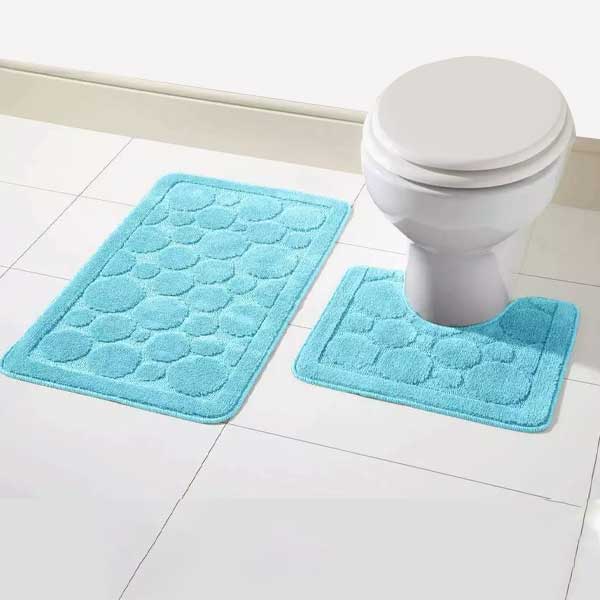 2 Pcs Large Soft Bath Comfort Mat & Toilet Pedestal Rug Set 