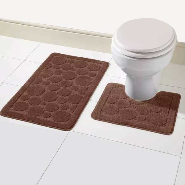 2 Pcs Large Soft Bath Comfort Mat & Toilet Pedestal Rug Set 