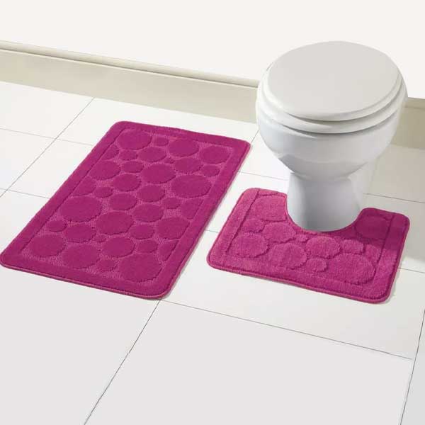 2 Pcs Large Soft Bath Comfort Mat & Toilet Pedestal Rug Set 