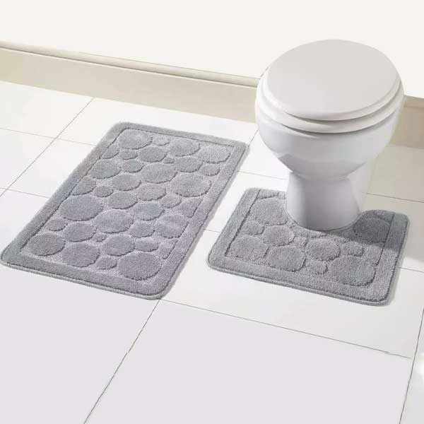 2 Pcs Large Soft Bath Comfort Mat & Toilet Pedestal Rug Set 