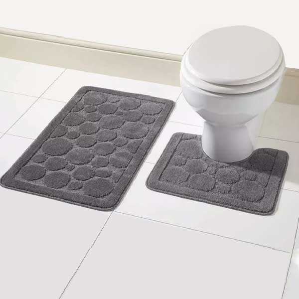 2 Pcs Large Soft Bath Comfort Mat & Toilet Pedestal Rug Set 