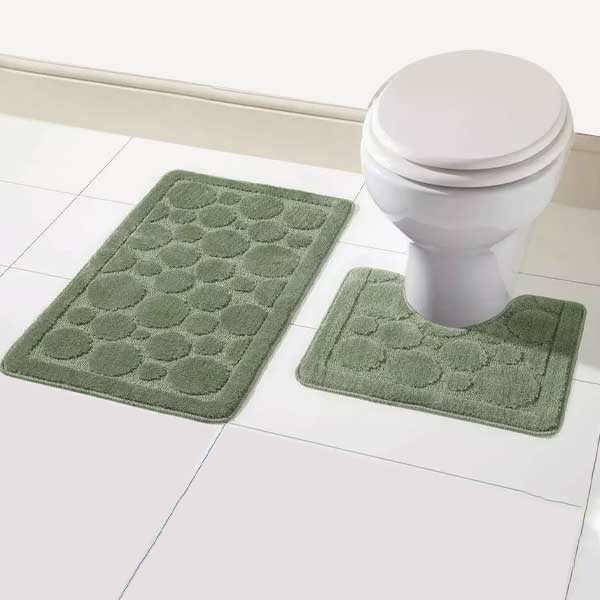 2 Pcs Large Soft Bath Comfort Mat & Toilet Pedestal Rug Set 