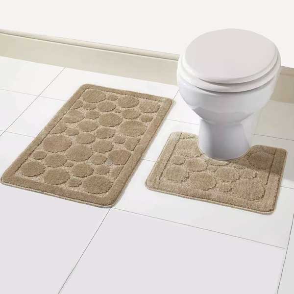 2 Pcs Large Soft Bath Comfort Mat & Toilet Pedestal Rug Set 