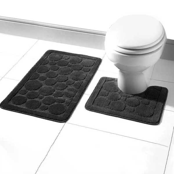 2 Pcs Large Soft Bath Comfort Mat & Toilet Pedestal Rug Set 