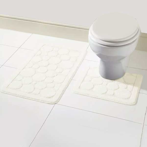 2 Pcs Large Soft Bath Comfort Mat & Toilet Pedestal Rug Set 