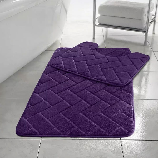 2 Pcs Rubber Pedestal Anti-Slip Memory Foam Mat Toilet Bathroom Rug