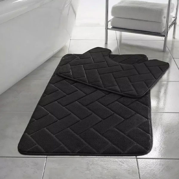 2 Pcs Rubber Pedestal Anti-Slip Memory Foam Mat Toilet Bathroom Rug