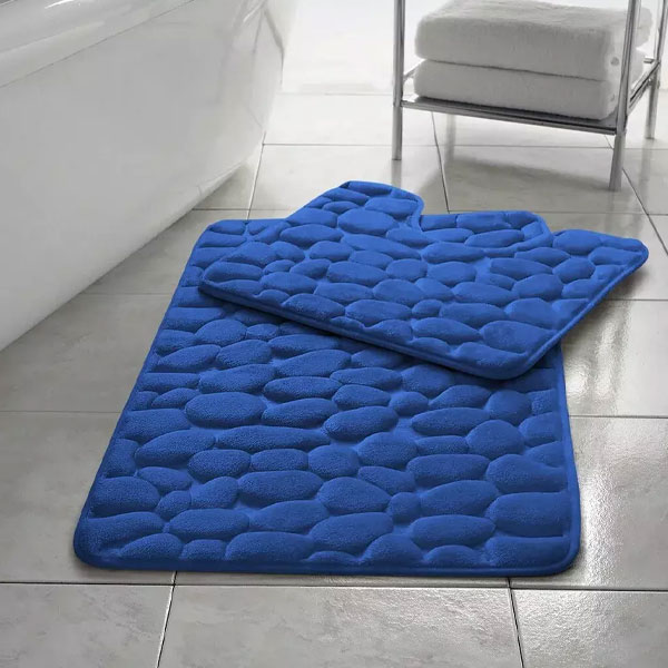 Anti Slip Memory Foam Mat Rubber Pedestal Toilet Bathroom Rug - 2 Pieces