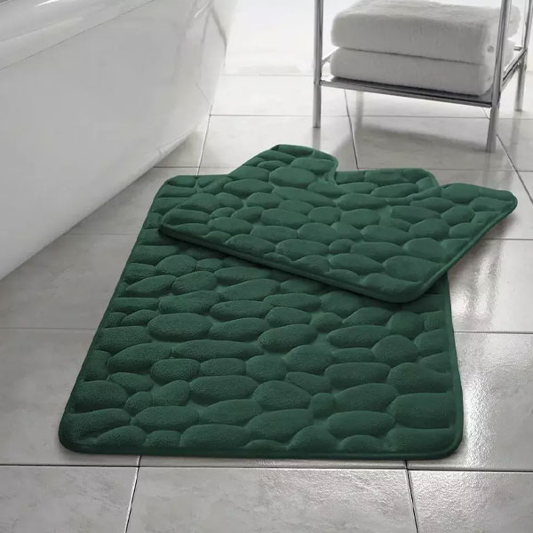 Anti Slip Memory Foam Mat Rubber Pedestal Toilet Bathroom Rug - 2 Pieces