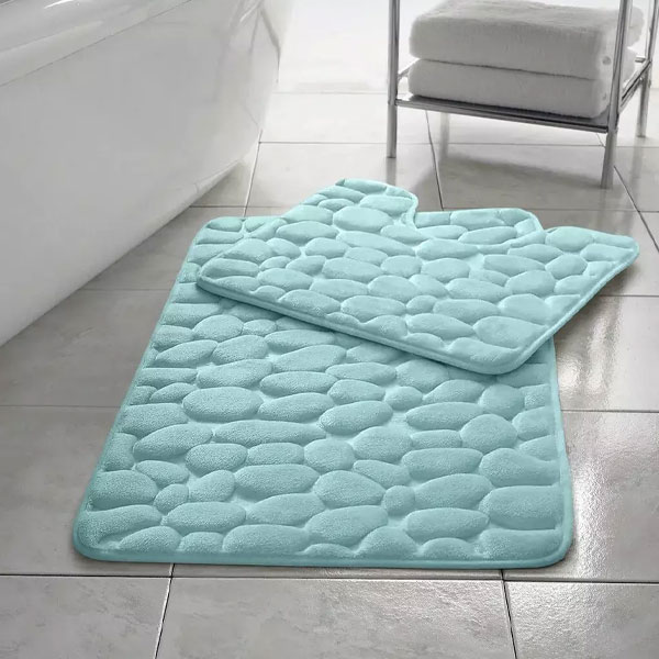 Anti Slip Memory Foam Mat Rubber Pedestal Toilet Bathroom Rug - 2 Pieces