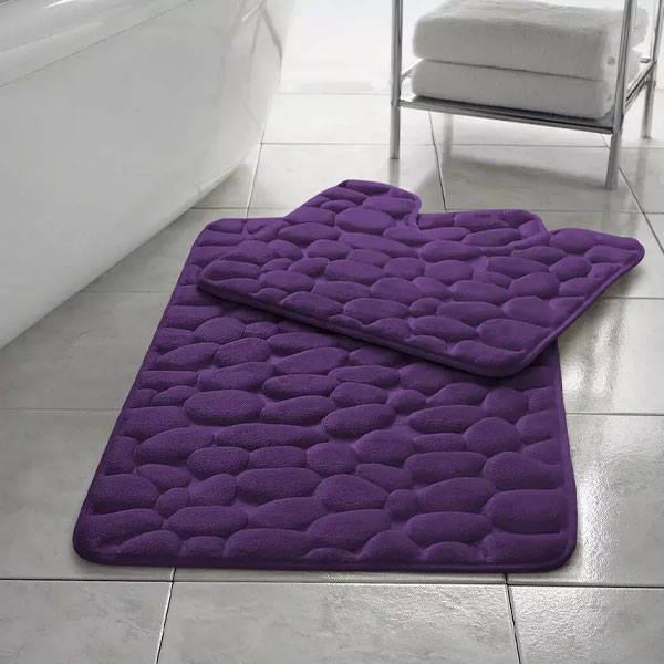 Anti Slip Memory Foam Mat Rubber Pedestal Toilet Bathroom Rug - 2 Pieces