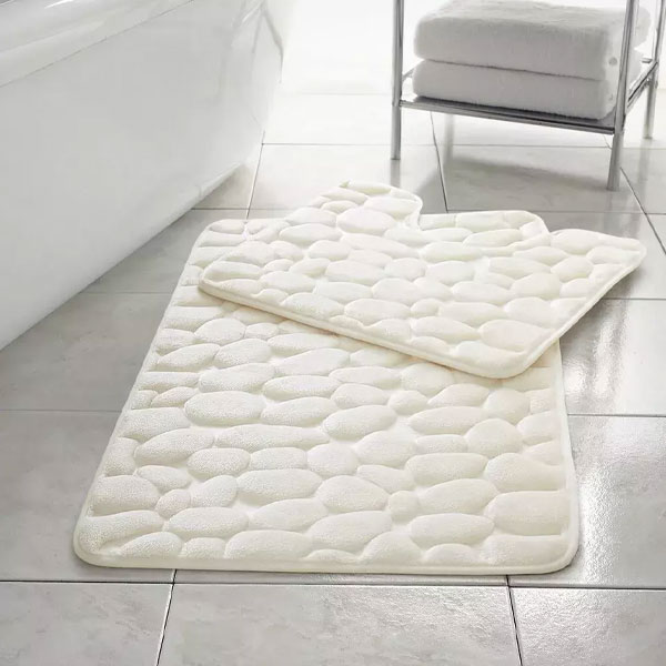 Anti Slip Memory Foam Mat Rubber Pedestal Toilet Bathroom Rug - 2 Pieces