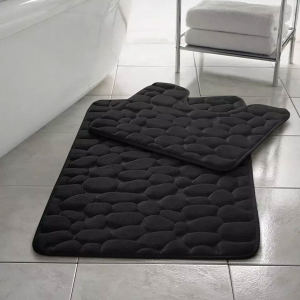 Anti Slip Memory Foam Mat Rubber Pedestal Toilet Bathroom Rug - 2 Pieces