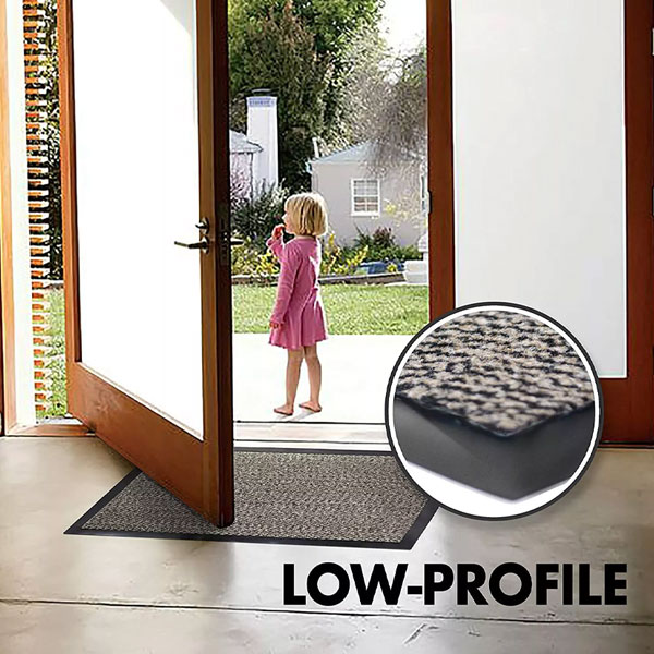 Beige Black Heavy Duty & High-Quality Super-Absorbent Rubber Barrier Mat for Indoor & Outdoor Use