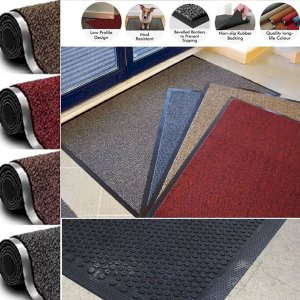 Beige Black Heavy Duty & High-Quality Super-Absorbent Rubber Barrier Mat for Indoor & Outdoor Use