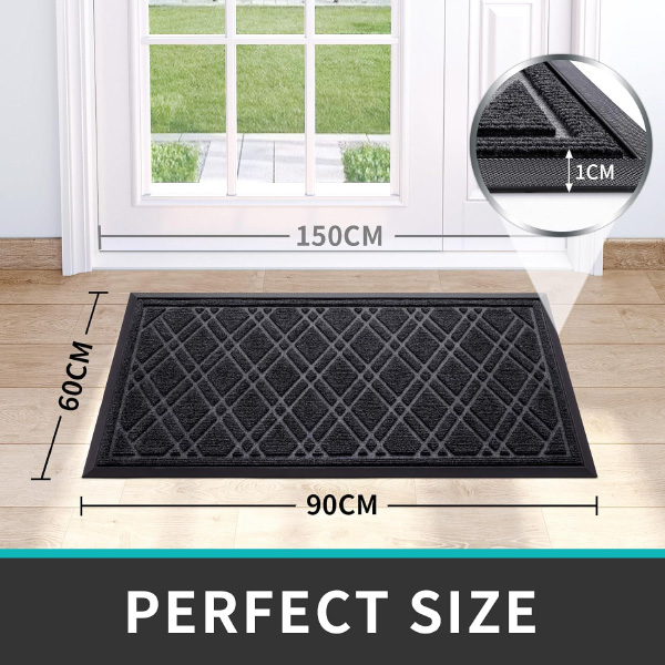 Dirt Trapper Non-Slip Geometric Entrance Rug Waterproof Doormat for Indoor & Outdoor