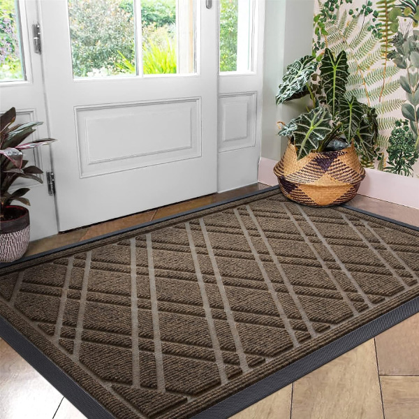 Dirt Trapper Non-Slip Geometric Entrance Rug Waterproof Doormat for Indoor & Outdoor