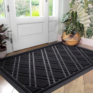 Dirt Trapper Non-Slip Geometric Entrance Rug Waterproof Doormat for Indoor & Outdoor