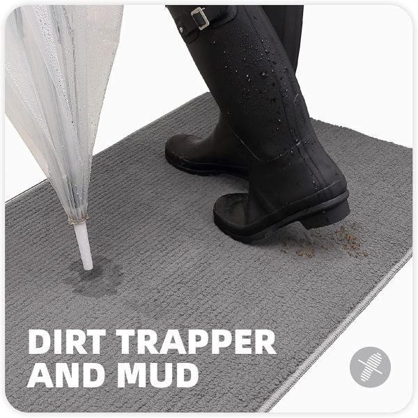 Microfiber Front Door Mat Absorbent, Non-Slip, Dirt Trapping for Indoor Use