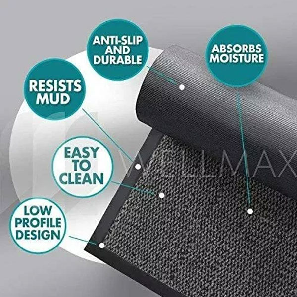 Grey Black Heavy Duty Super Absorbent & Non Slip Rubber Mat Indoor/Outdoor 