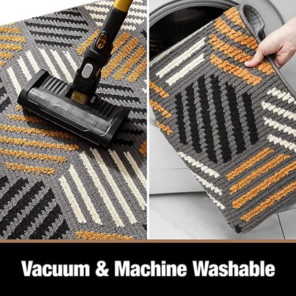 Grey Non-Slip Machine Washable Doormat Soft Dirt Trapper for Front Door & Outdoor Entry