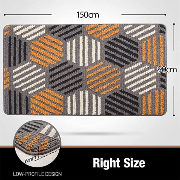 Grey Non-Slip Machine Washable Doormat Soft Dirt Trapper for Front Door & Outdoor Entry