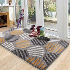 Grey Non-Slip Machine Washable Doormat Soft Dirt Trapper for Front Door & Outdoor Entry