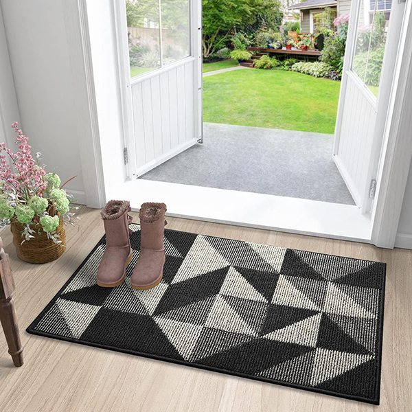 Non-Slip Machine Washable Plaid Entrance Rug Absorbent Indoor Mat for Muddy Shoes & Paws