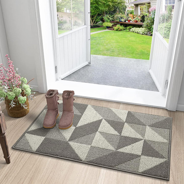 Non-Slip Machine Washable Plaid Entrance Rug Absorbent Indoor Mat for Muddy Shoes & Paws