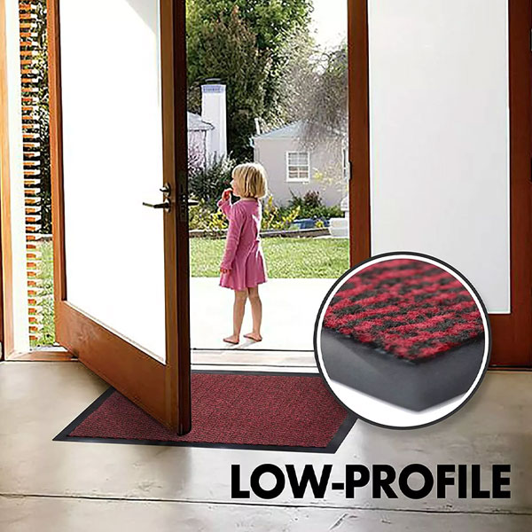 Red Black Heavy Duty Dirt & Moisture Absorbing Hard Wearing Indoor And Outdoor Rubber Mat