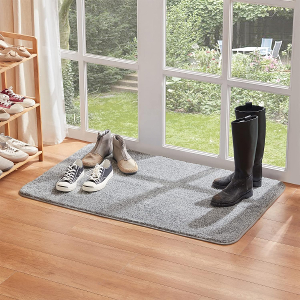 Water and Dirt Absorbent Low Profile Washable Entrance Rug for Front Door 