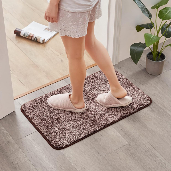 Water and Dirt Absorbent Low Profile Washable Entrance Rug for Front Door 